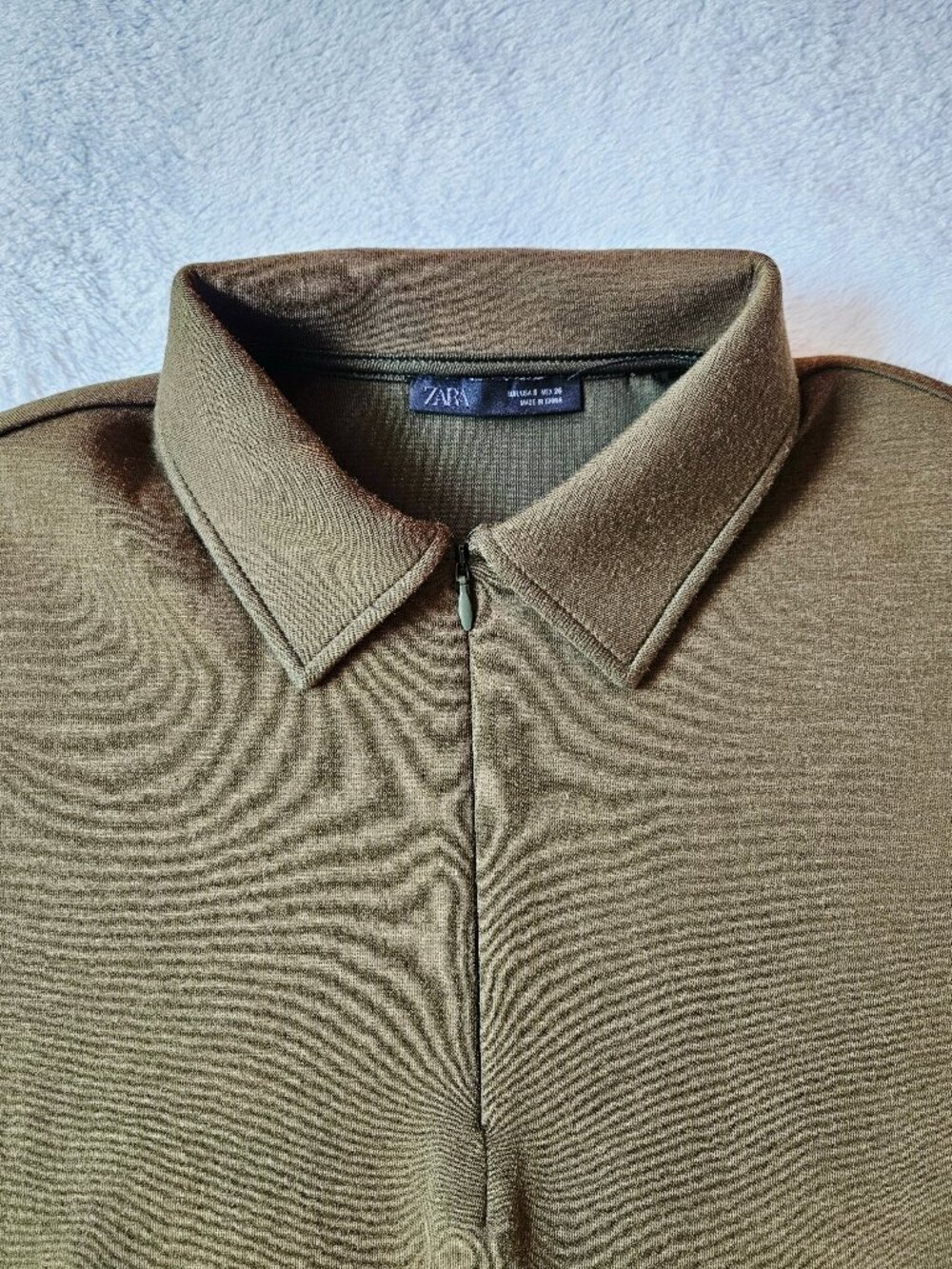 Zara Women's Outfit Set Khaki/Olive Flowy Zip Polo Collar Top Flowy Pants Size S - Picture 6 of 7